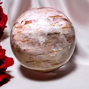 Golden Rutilated Quartz‎ Marble Sphere (#17)